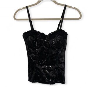 Y2K XXI Black Sequin Bustier Tank Top